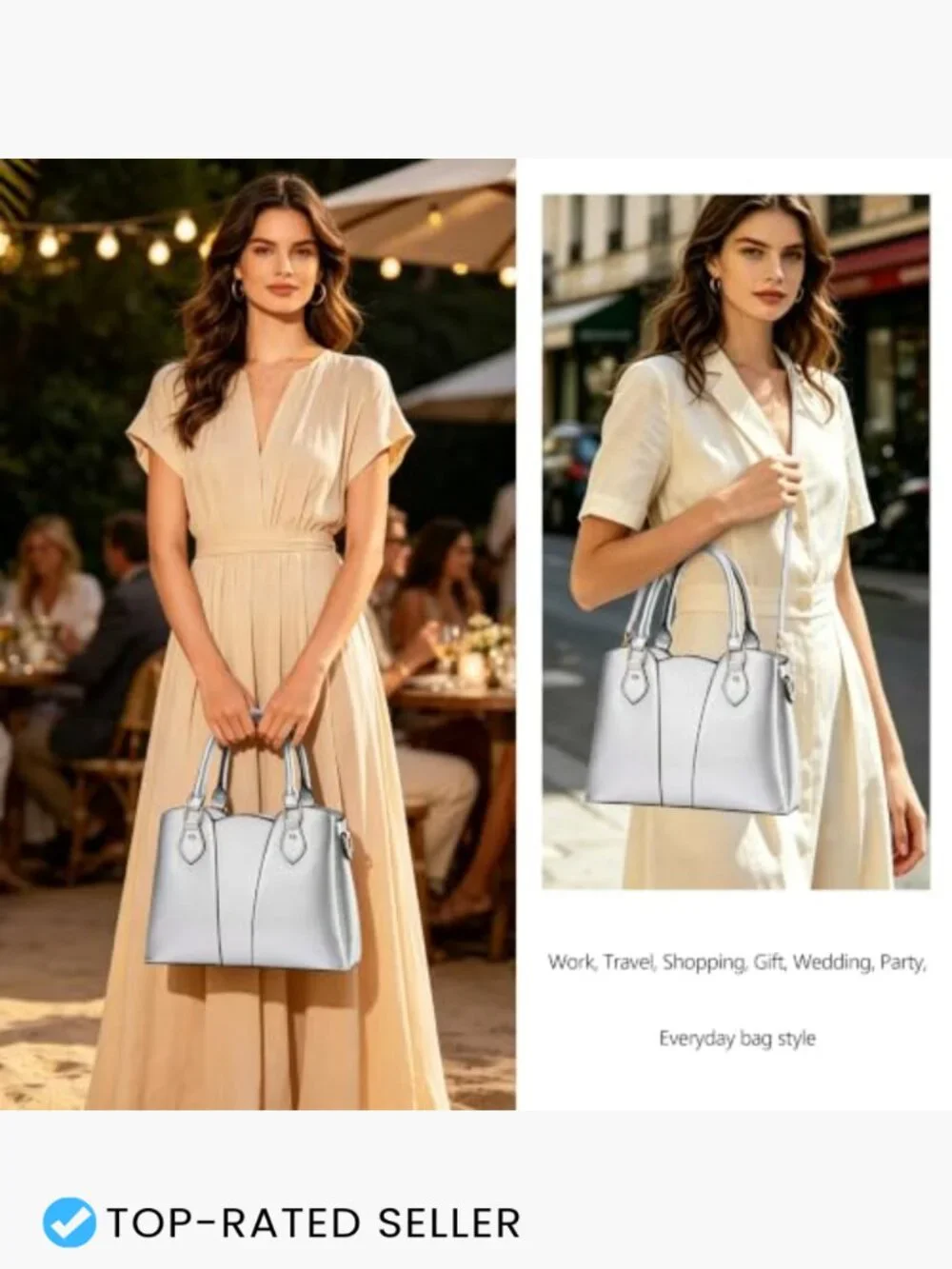 Vegan Leather Crossbody Purse Women's Tote Handbag Satchel Zippered Top Handle